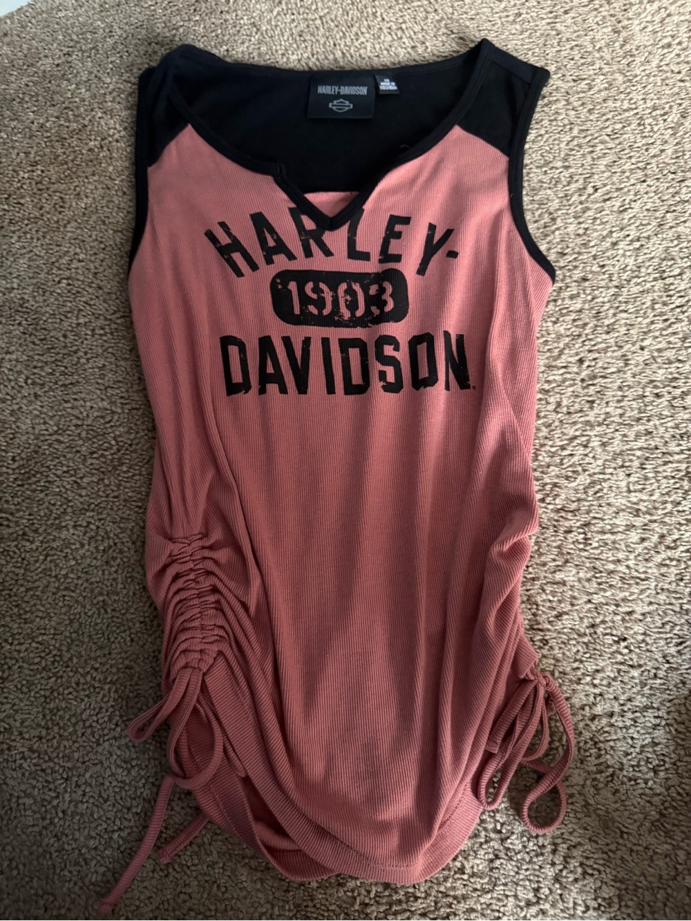 Harley-Davidson Dusty Rose Ribbed Tank with Black Logo